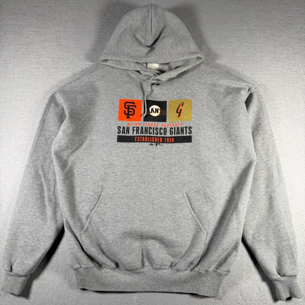 Majestic San Francisco Giants MLB Hoodie Gray 2004 Established 1958 Mens XL